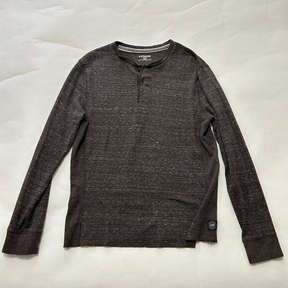 Lot of 2 Express Waffle Henley Shirt Mens sz M Gray & Teal Heathered Thermal Top - Picture 11 of 16